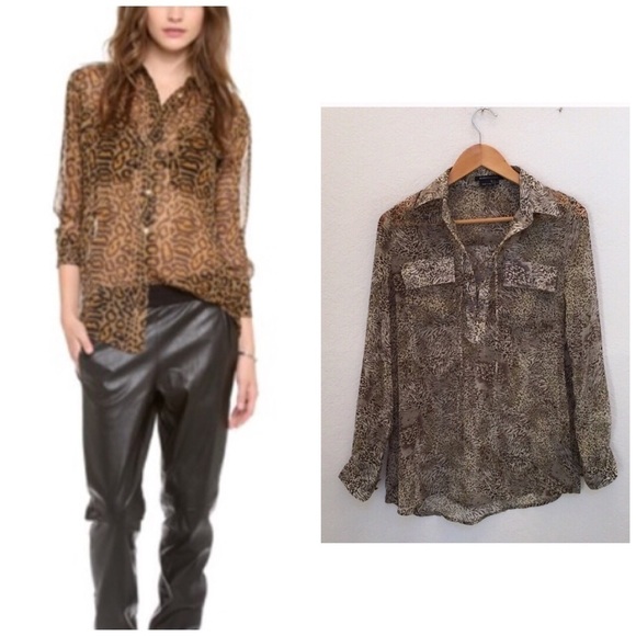 BCBGMAXAZRIA lace up chiffon top - Picture 3 of 7